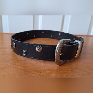 Vintage 90s Looney Tunes Leather Charm Belt Bugs Bunny Tweety Black NEW Small